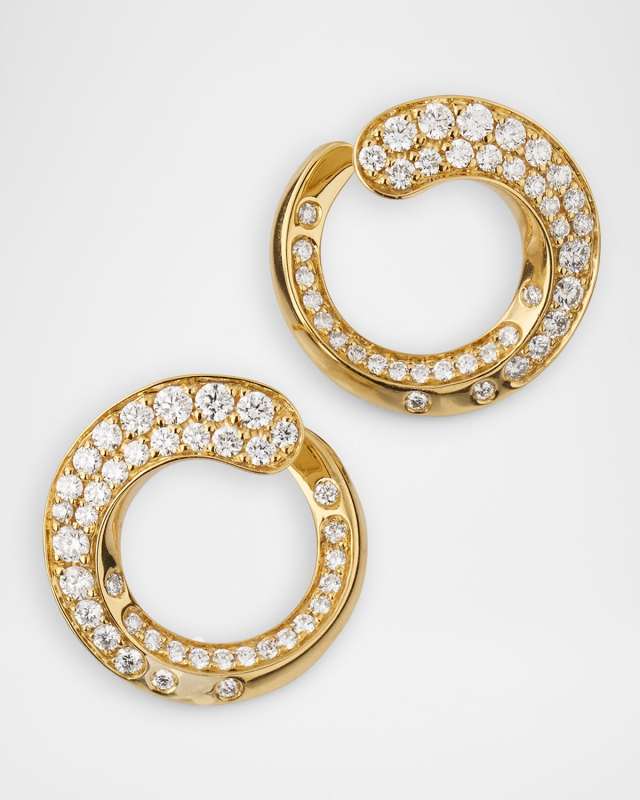 18K Yellow Gold Circle Diamond Earrings